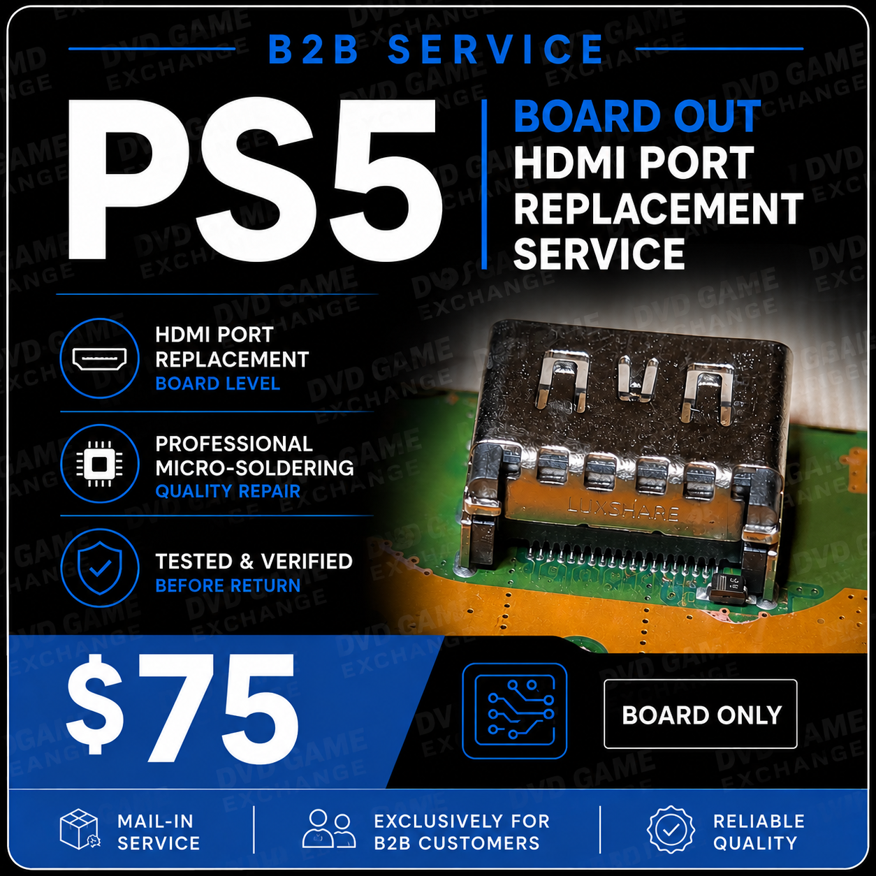 B2B Board-Out PS5 HDMI Port Replacement Service